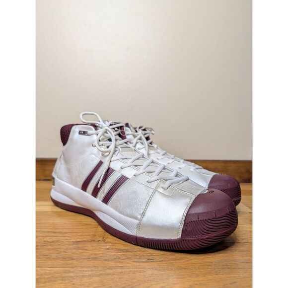 Adidas TS Pro Model Basketball Shoes Men’s Size 19 White Maroon Rare EUC main image 11